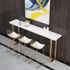 Tables de bar somptueuses en bois blanc et métal doré, style traîneau