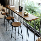 Table de bar moderne en bois brun et métal