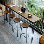Table de bar moderne en bois brun et métal