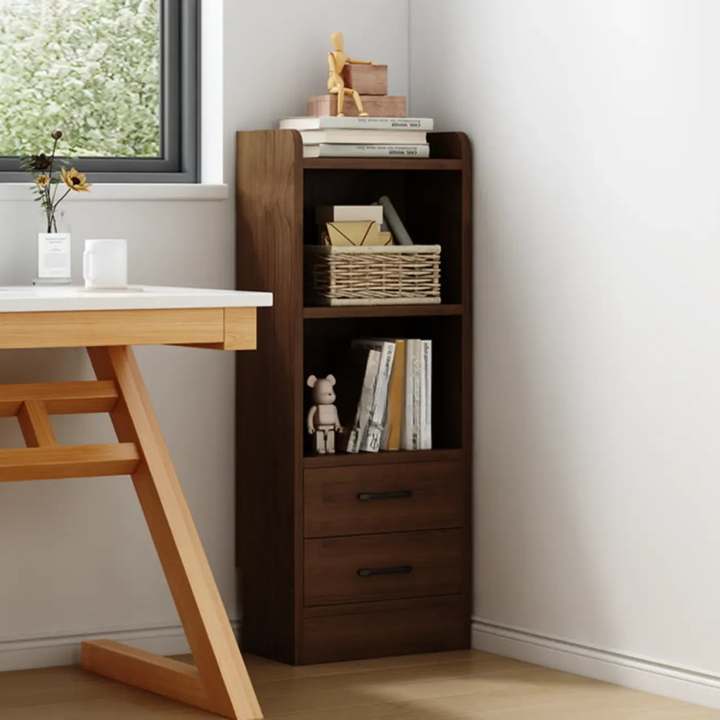 Bibliothèque d'angle compacte et haute en bois à 5 niveaux