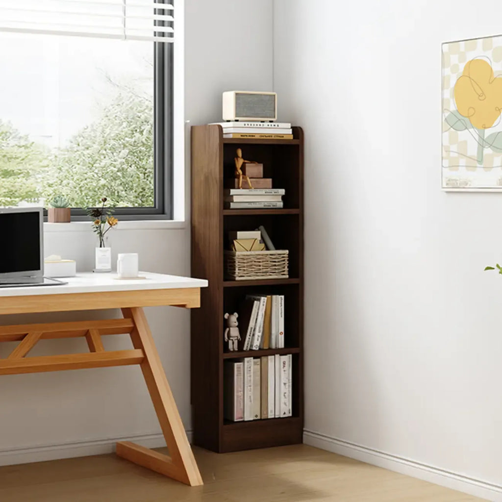 Bibliothèque d'angle compacte et haute en bois à 5 niveaux