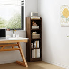 Bibliothèque d'angle compacte et haute en bois à 5 niveaux