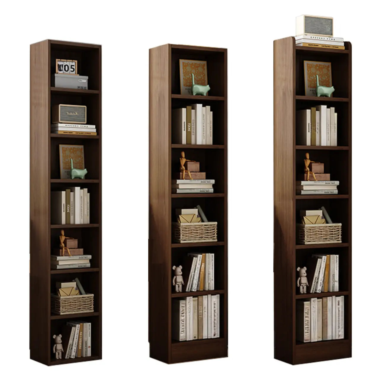 Bibliothèque d'angle compacte et haute en bois à 5 niveaux