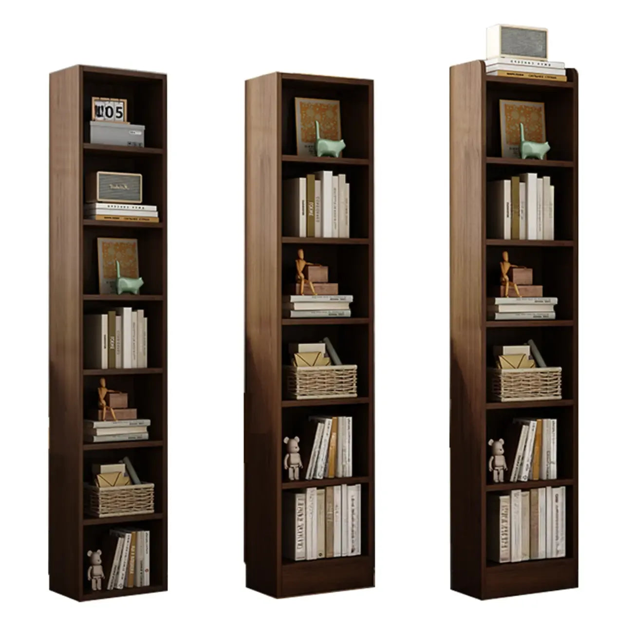 Bibliothèque d'angle compacte et haute en bois à 5 niveaux