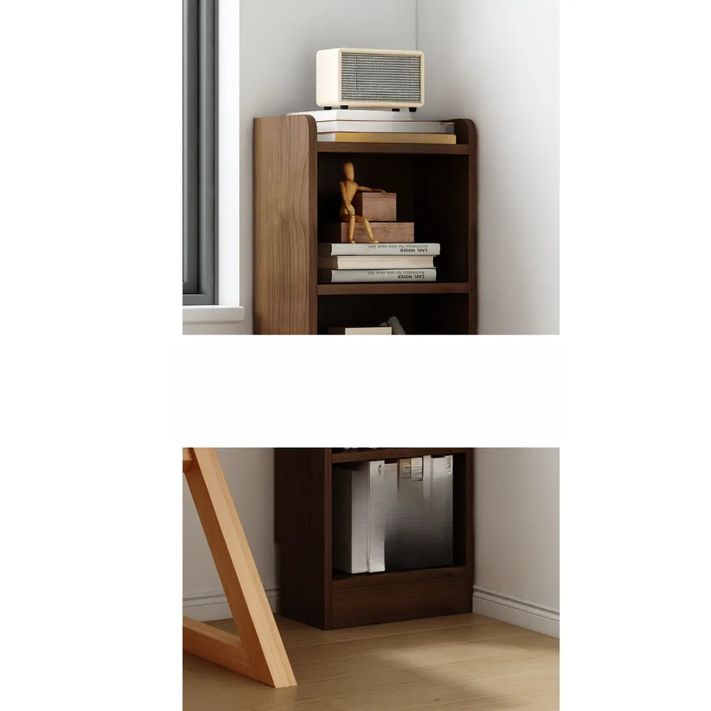 Bibliothèque d'angle compacte et haute en bois à 5 niveaux