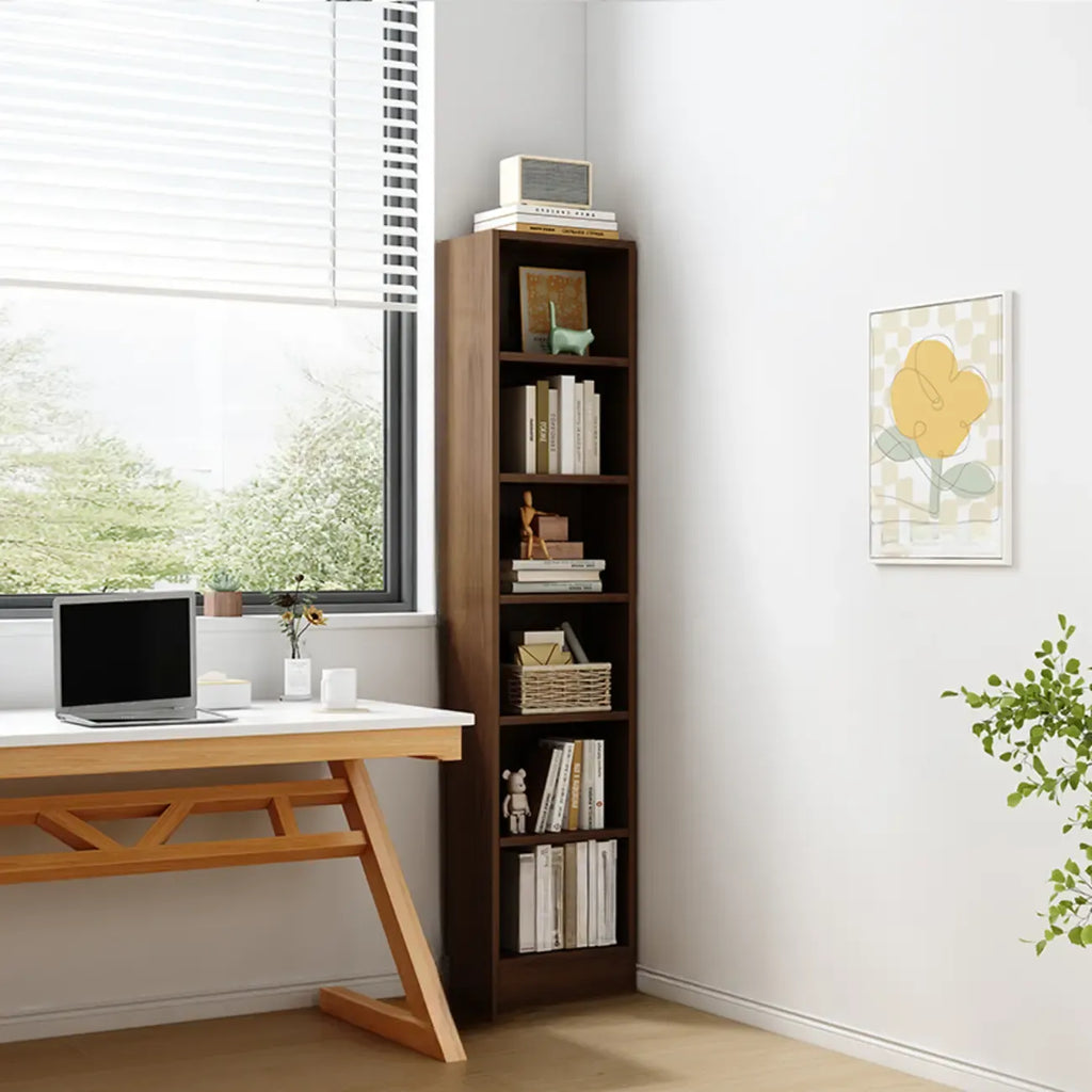 Bibliothèque d'angle compacte et haute en bois à 5 niveaux