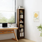 Bibliothèque d'angle compacte et haute en bois à 5 niveaux