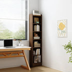 Bibliothèque d'angle compacte et haute en bois à 5 niveaux