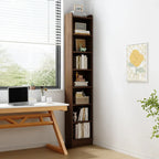 Bibliothèque d'angle compacte et haute en bois à 5 niveaux