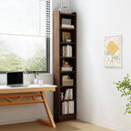 Bibliothèque d'angle compacte et haute en bois à 5 niveaux