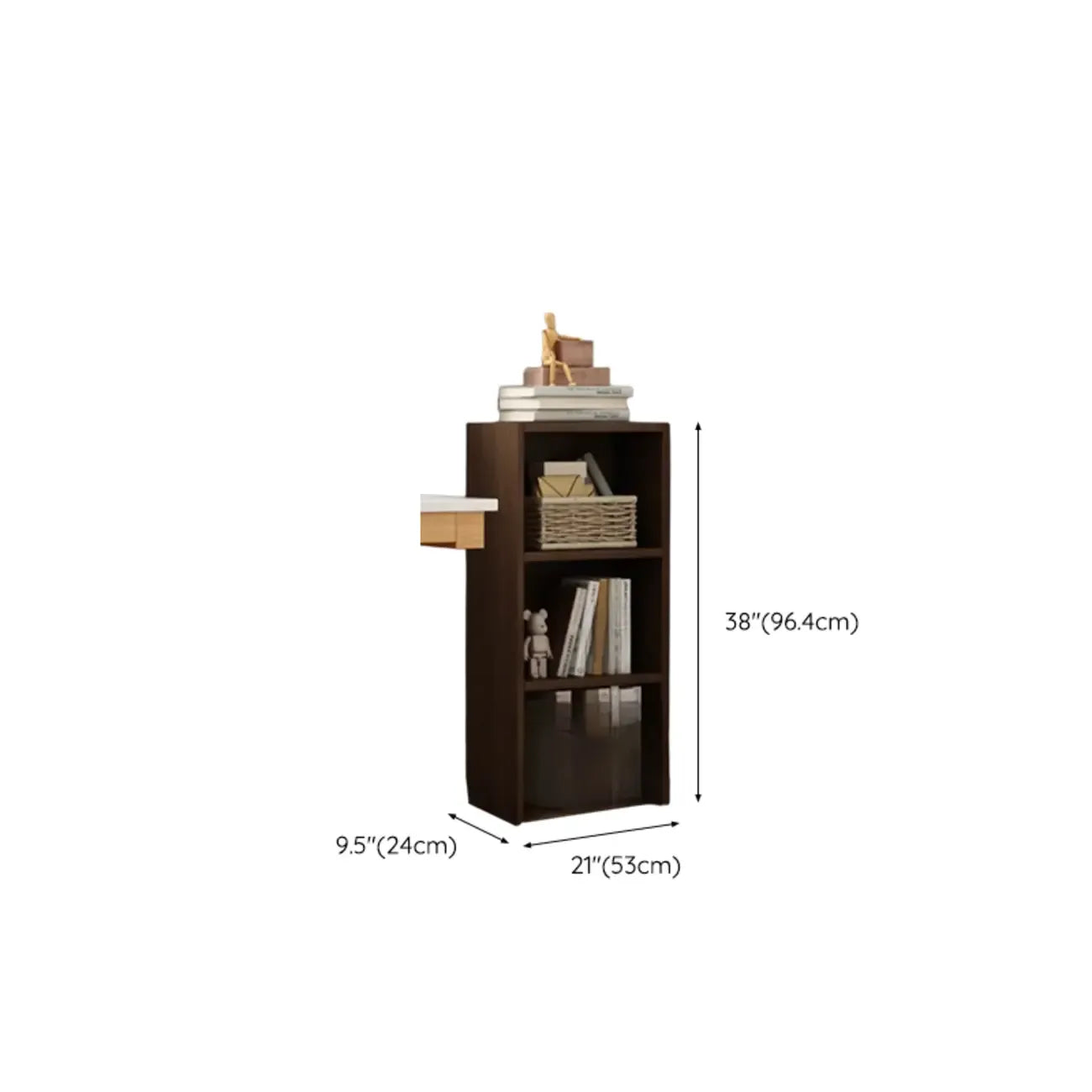 Bibliothèque d'angle compacte et haute en bois à 5 niveaux