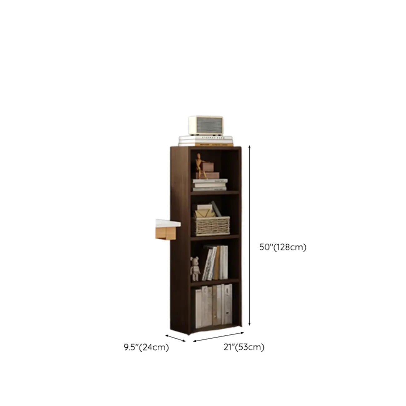 Bibliothèque d'angle compacte et haute en bois à 5 niveaux