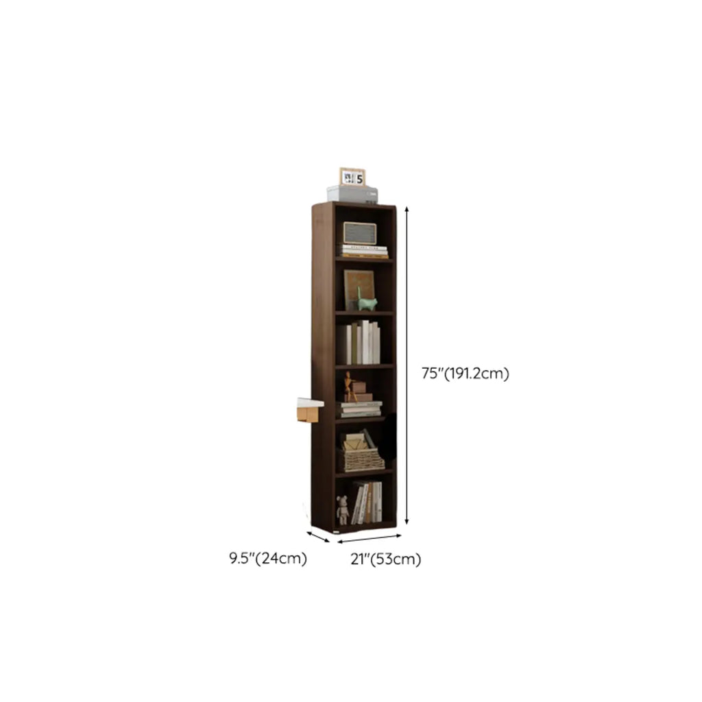 Bibliothèque d'angle compacte et haute en bois à 5 niveaux