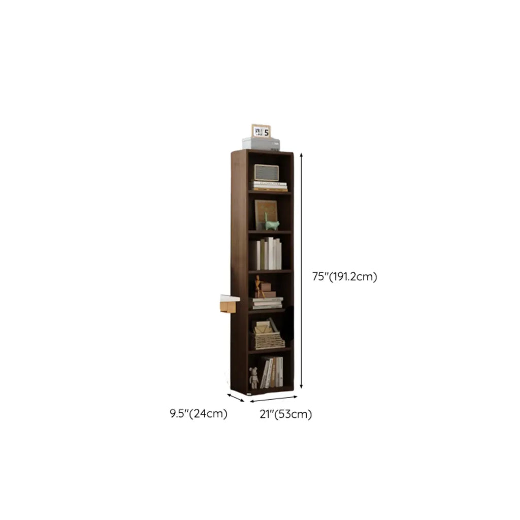 Bibliothèque d'angle compacte et haute en bois à 5 niveaux