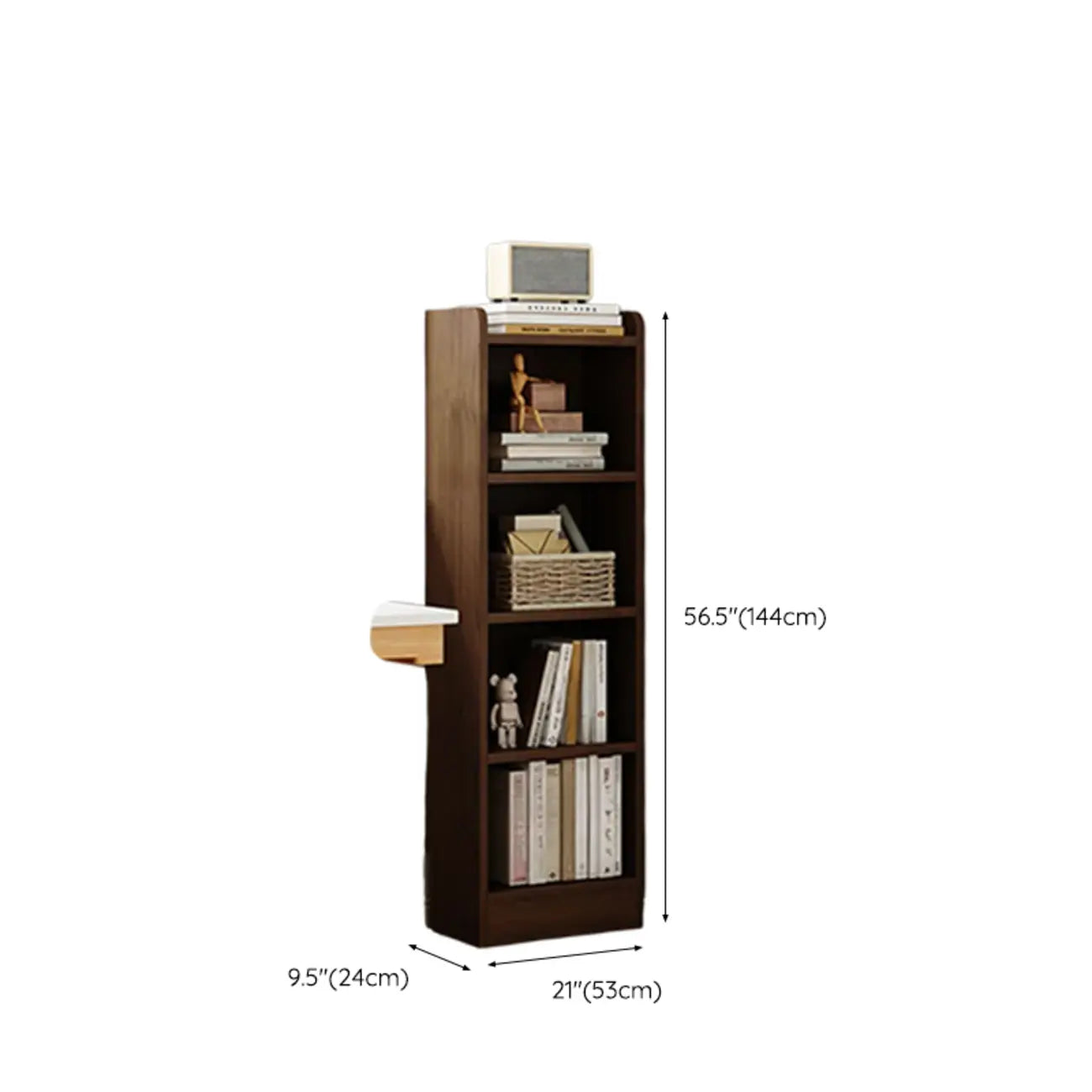 Bibliothèque d'angle compacte et haute en bois à 5 niveaux