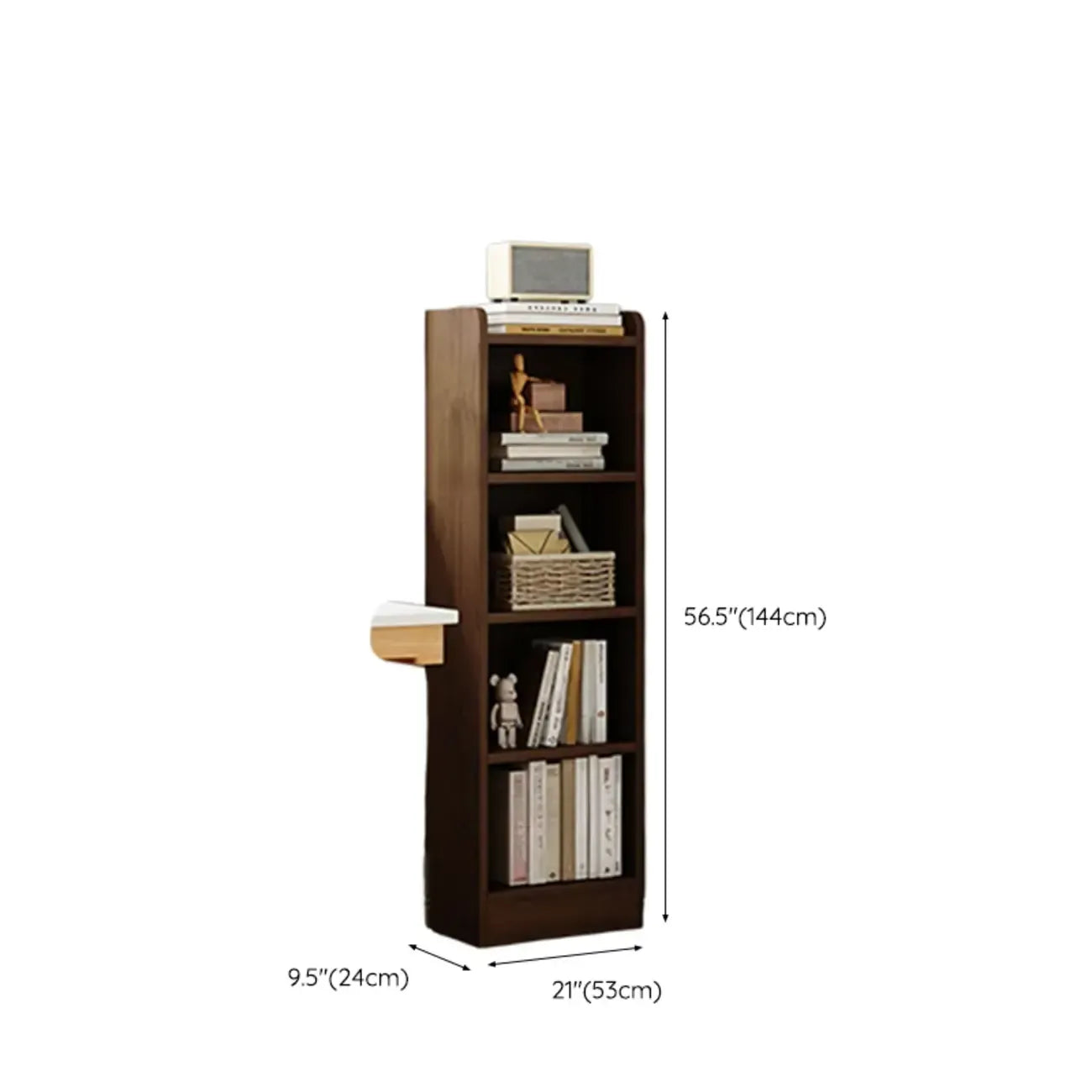 Bibliothèque d'angle compacte et haute en bois à 5 niveaux