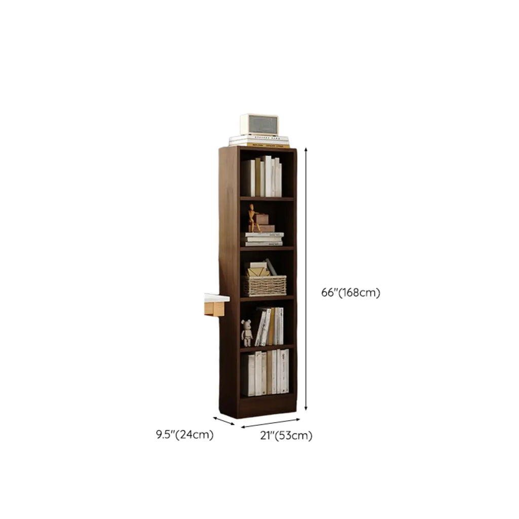 Bibliothèque d'angle compacte et haute en bois à 5 niveaux