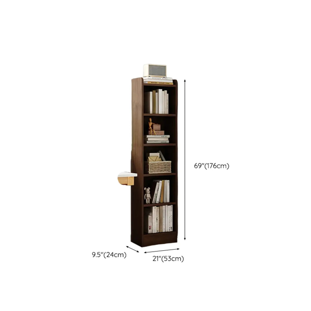 Bibliothèque d'angle compacte et haute en bois à 5 niveaux