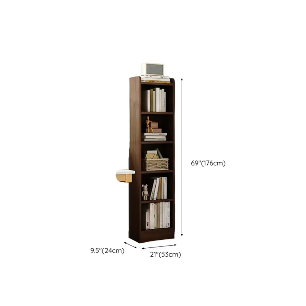 Bibliothèque d'angle compacte et haute en bois à 5 niveaux