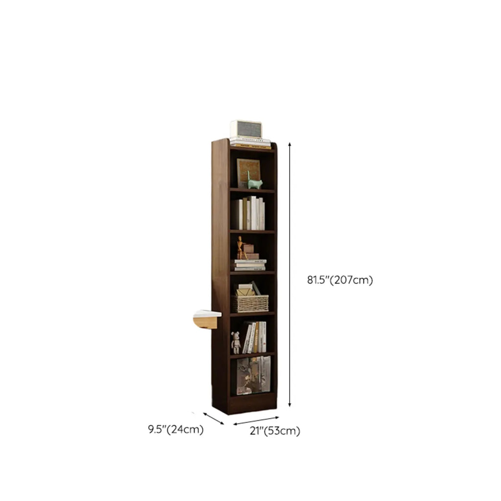 Bibliothèque d'angle compacte et haute en bois à 5 niveaux