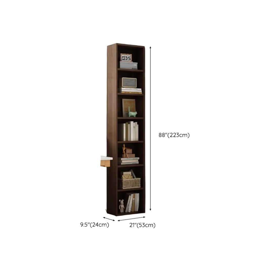 Bibliothèque d'angle compacte et haute en bois à 5 niveaux