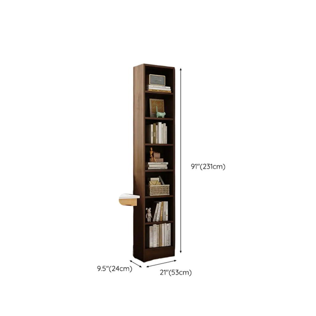 Bibliothèque d'angle compacte et haute en bois à 5 niveaux