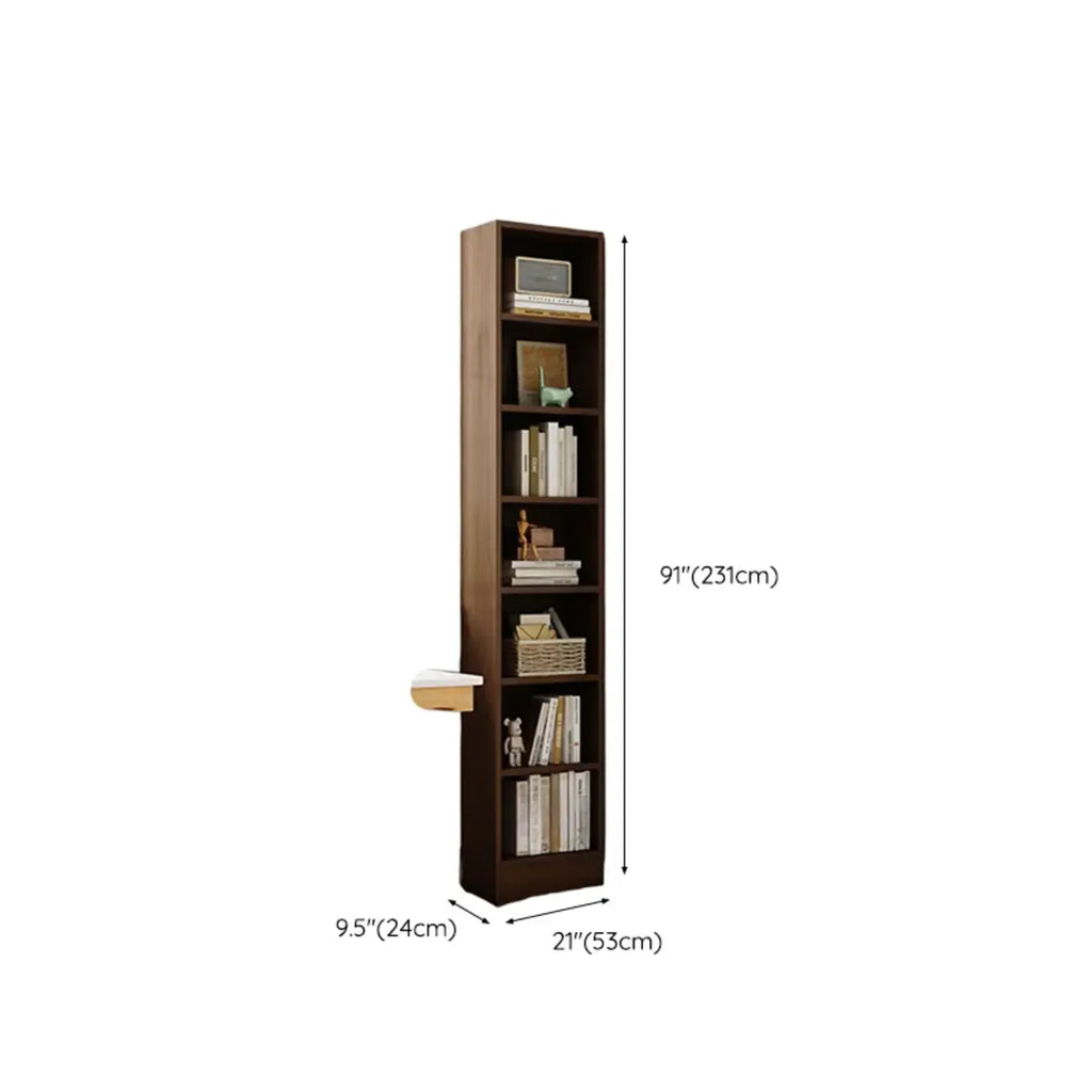 Bibliothèque d'angle compacte et haute en bois à 5 niveaux