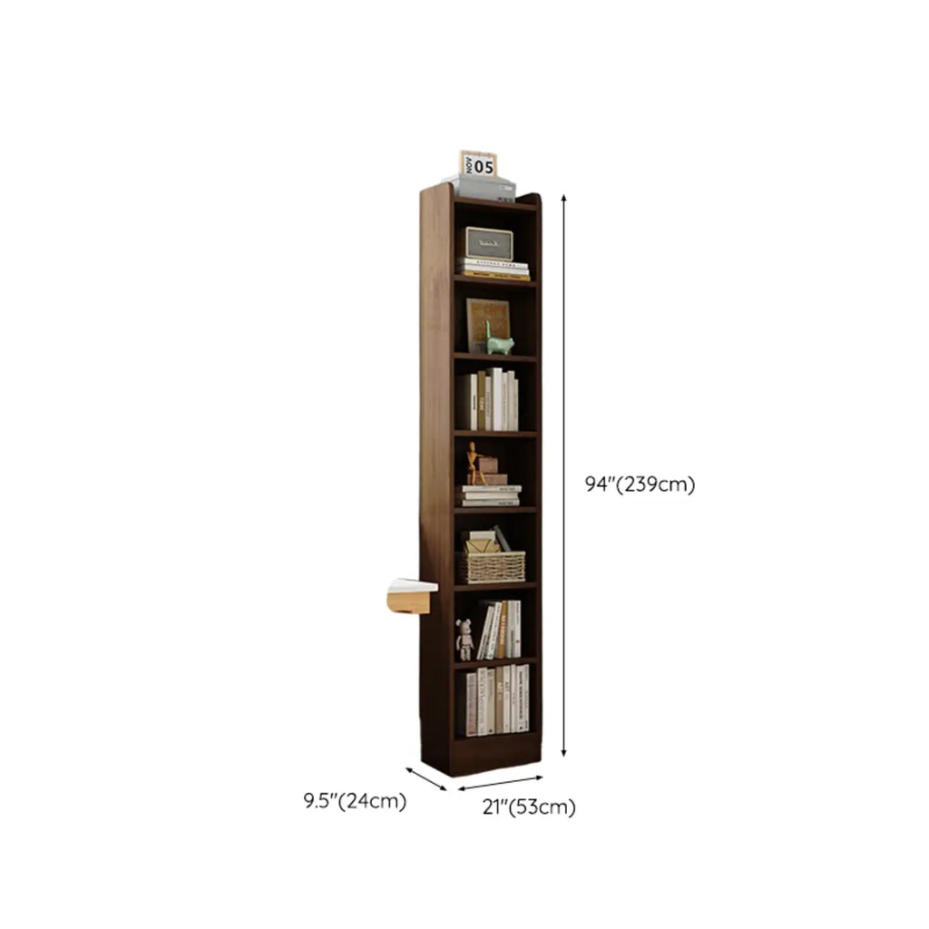Bibliothèque d'angle compacte et haute en bois à 5 niveaux