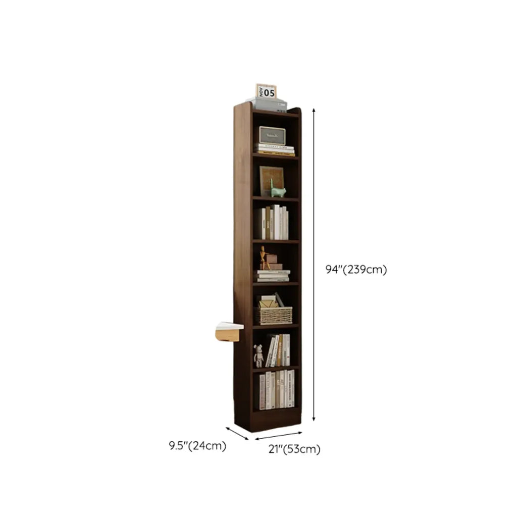 Bibliothèque d'angle compacte et haute en bois à 5 niveaux