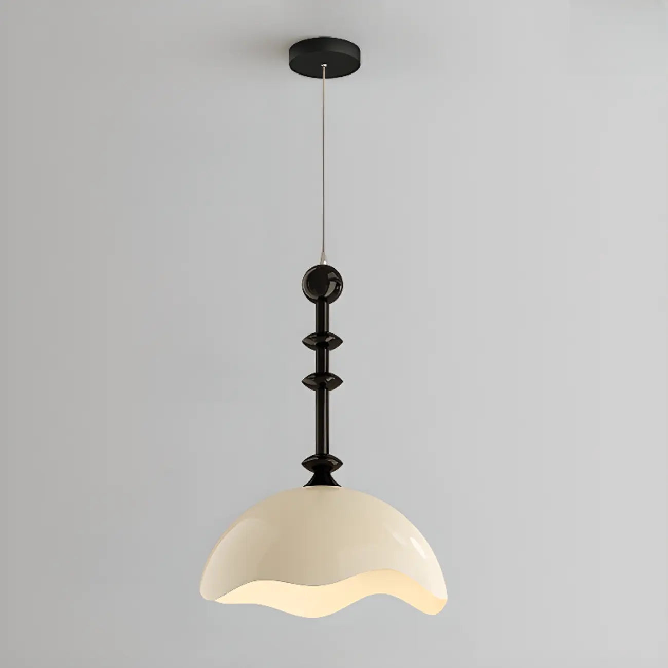 Suspension moderne en acrylique noir et blanc avec dôme lumineux