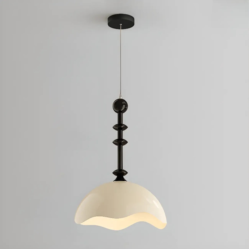 Suspension moderne en acrylique noir et blanc avec dôme lumineux