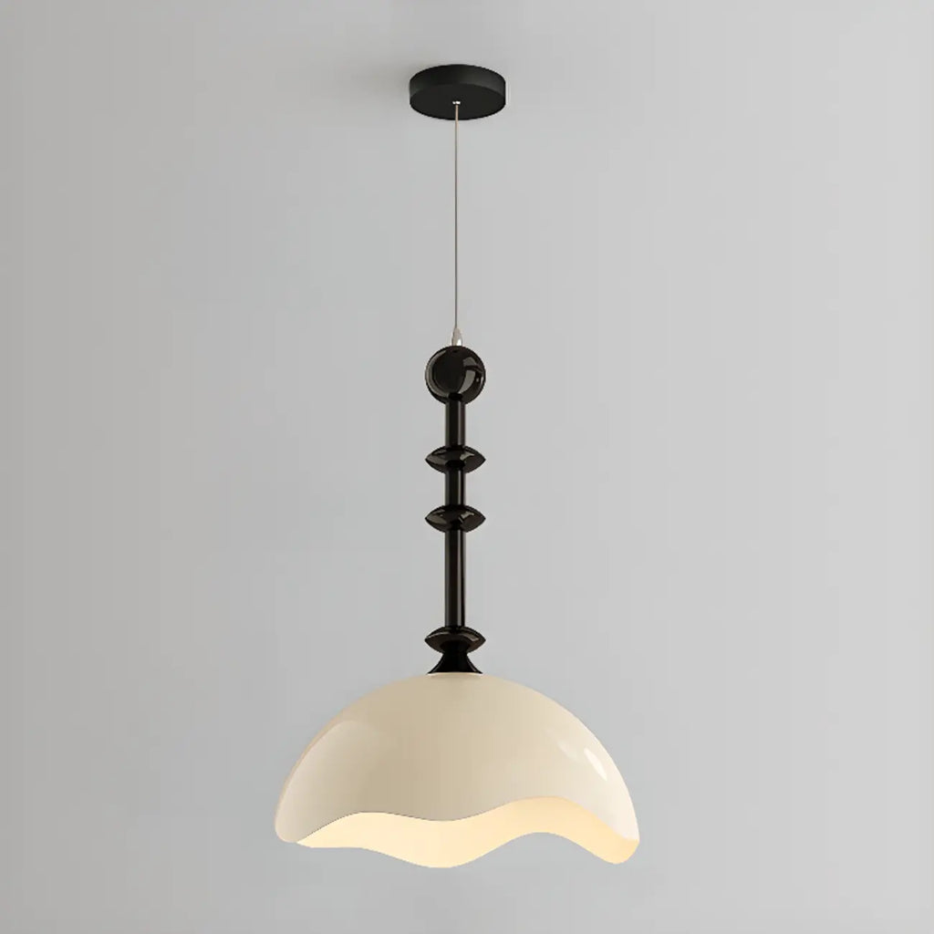 Suspension moderne en acrylique noir et blanc avec dôme lumineux