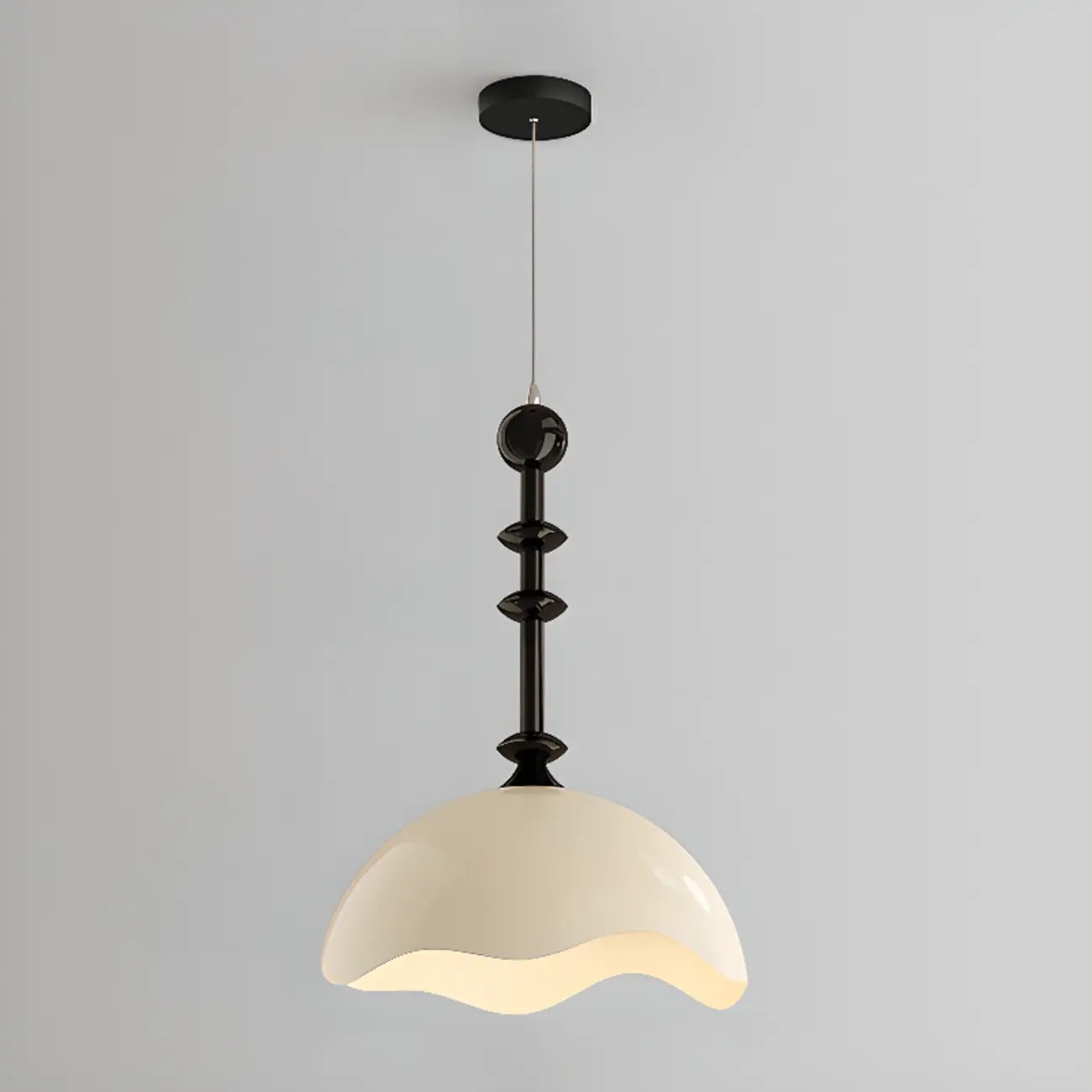 Suspension moderne en acrylique noir et blanc avec dôme lumineux