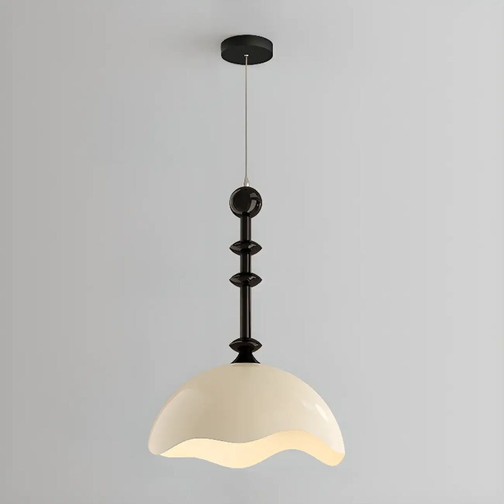 Suspension moderne en acrylique noir et blanc avec dôme lumineux