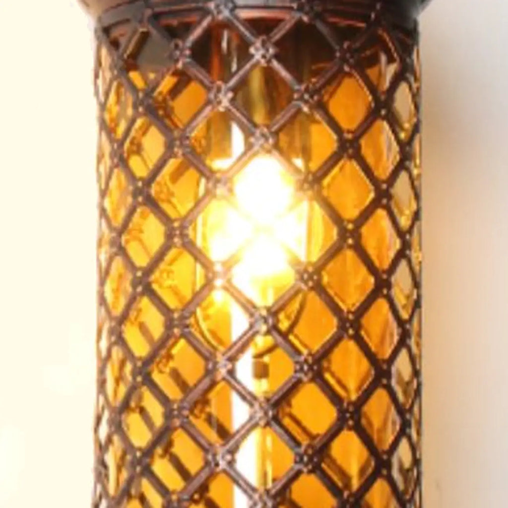 Applique murale vintage en métal et verre rouillé, style milieu du siècle