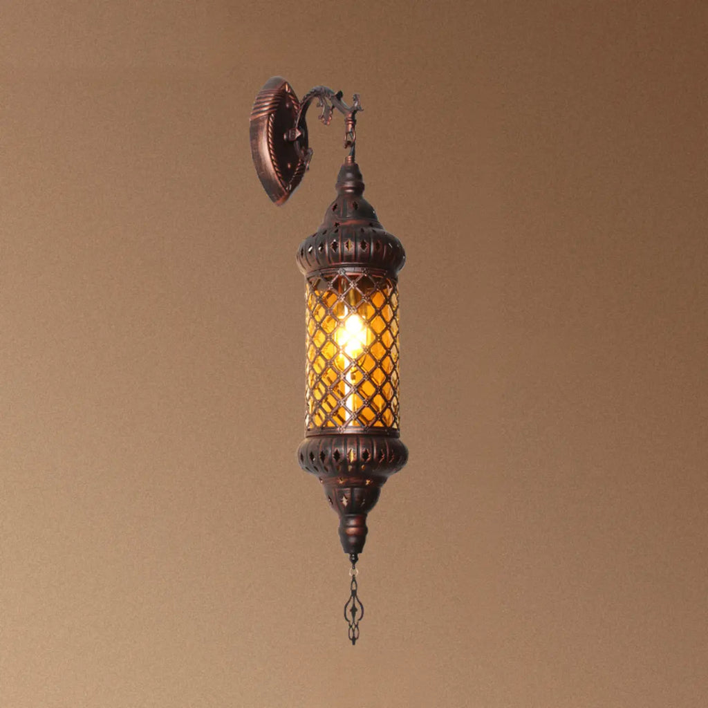 Applique murale vintage en métal et verre rouillé, style milieu du siècle