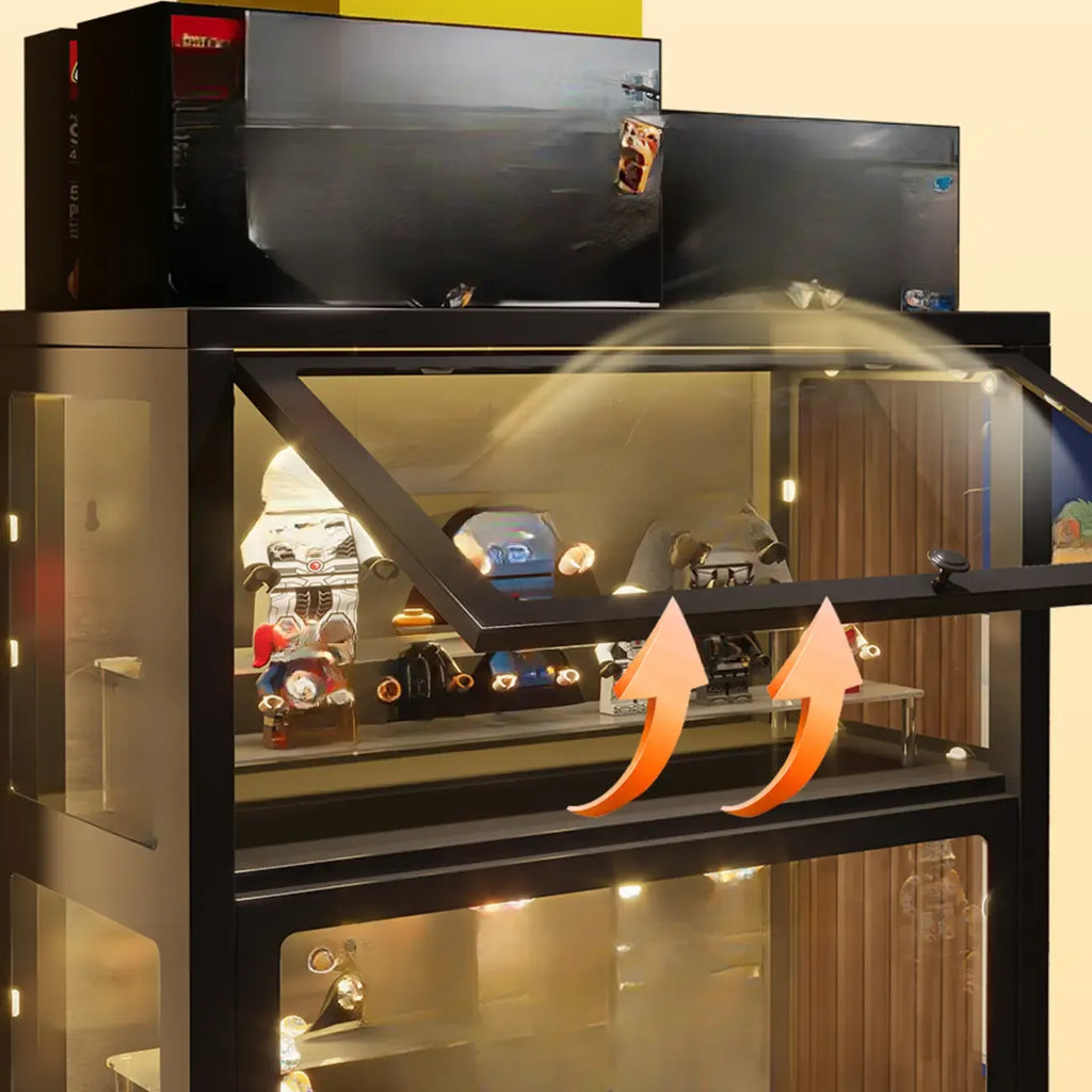 Vitrines modernes à 5 étagères en verre avec éclairage LED