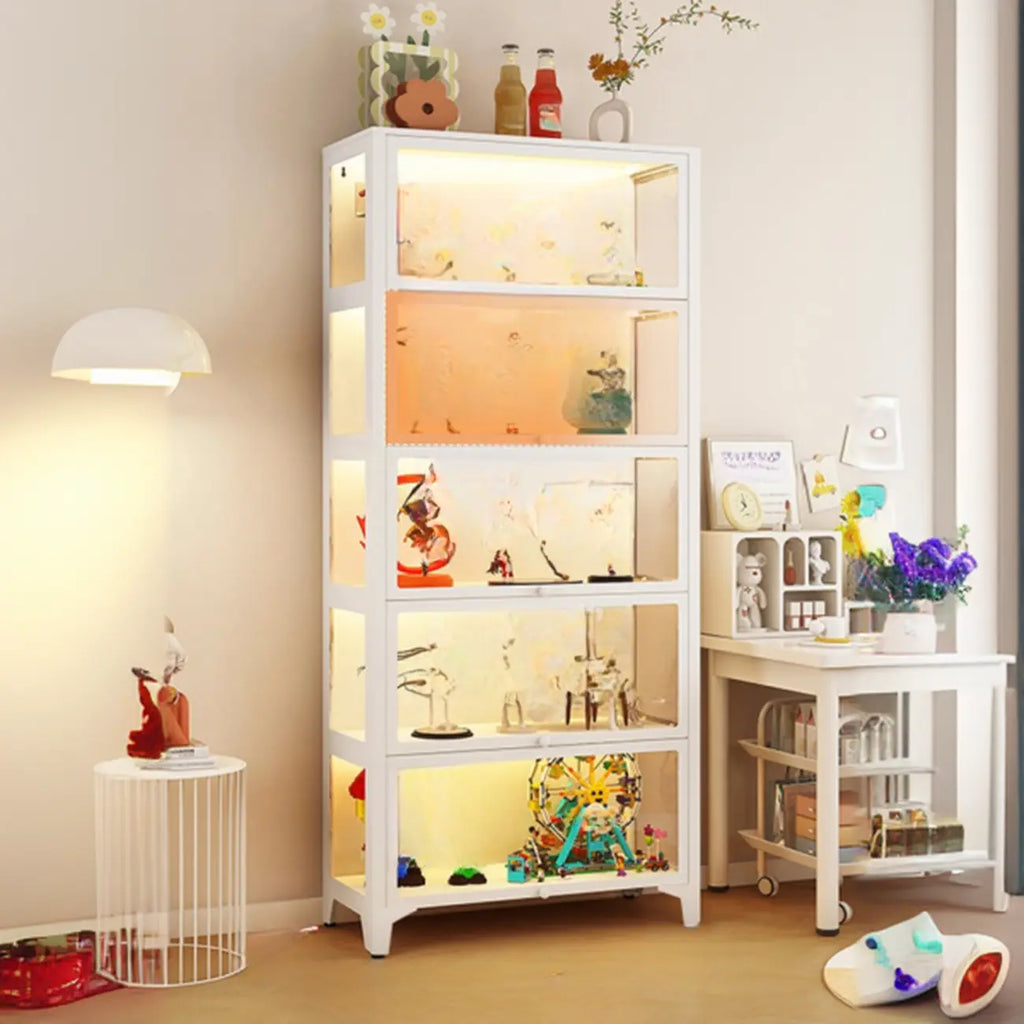Vitrines modernes à 5 étagères en verre avec éclairage LED
