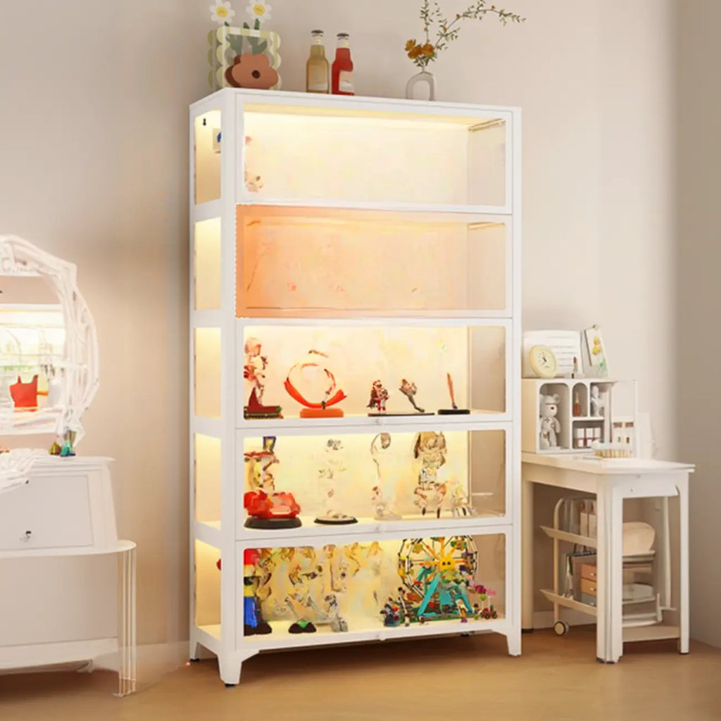 Vitrines modernes à 5 étagères en verre avec éclairage LED