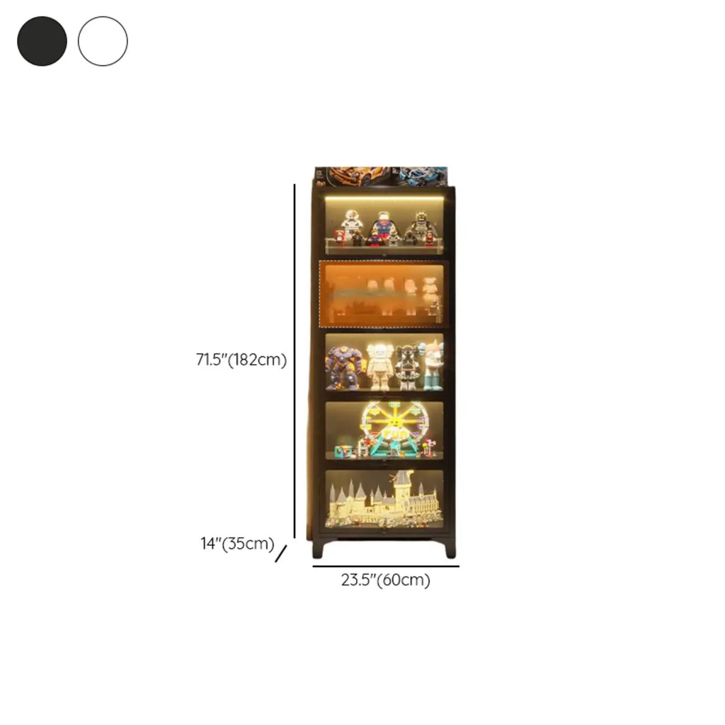 Vitrines modernes à 5 étagères en verre avec éclairage LED
