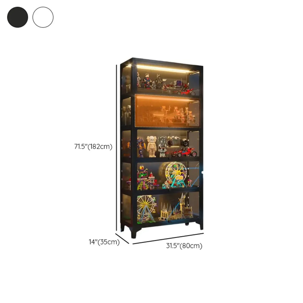 Vitrines modernes à 5 étagères en verre avec éclairage LED