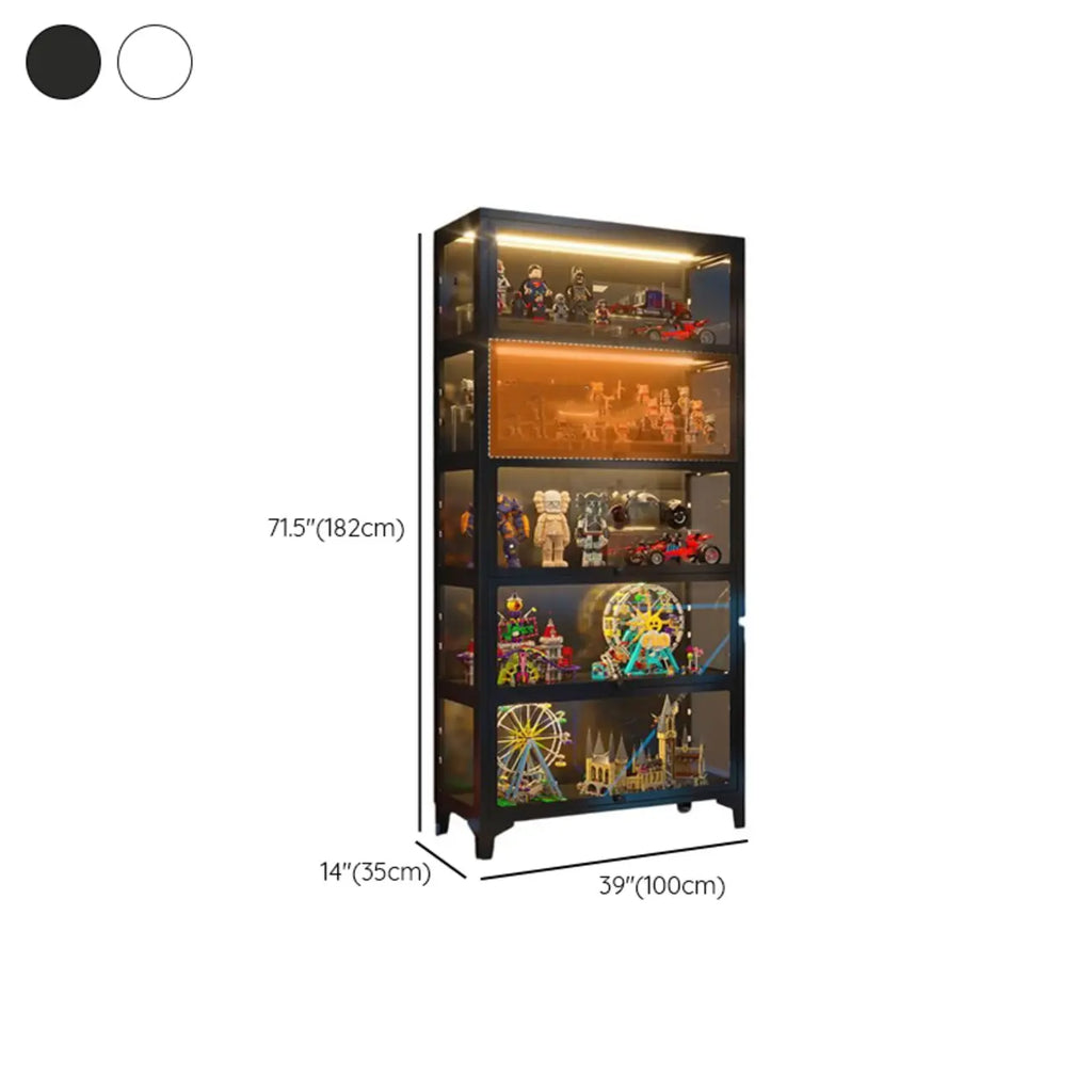 Vitrines modernes à 5 étagères en verre avec éclairage LED