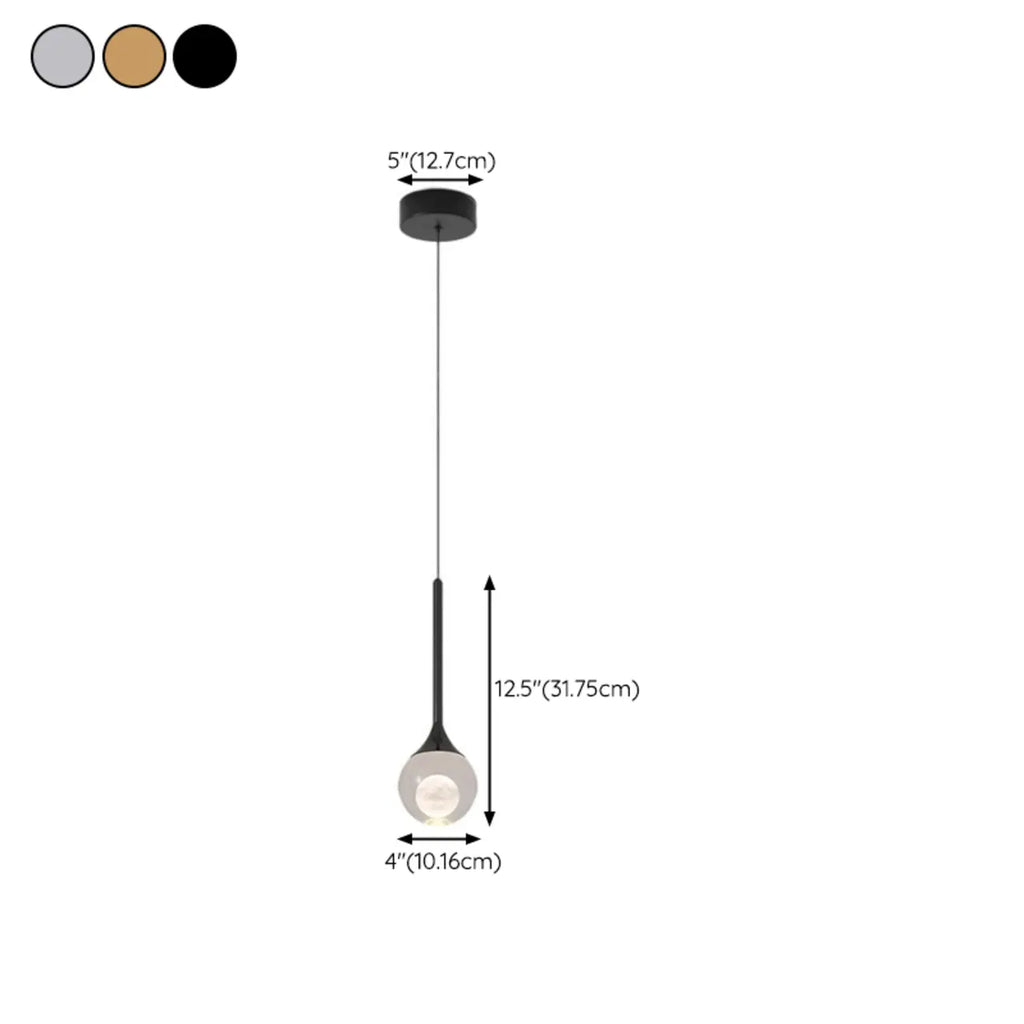Suspension minimaliste en métal et cristal transparent