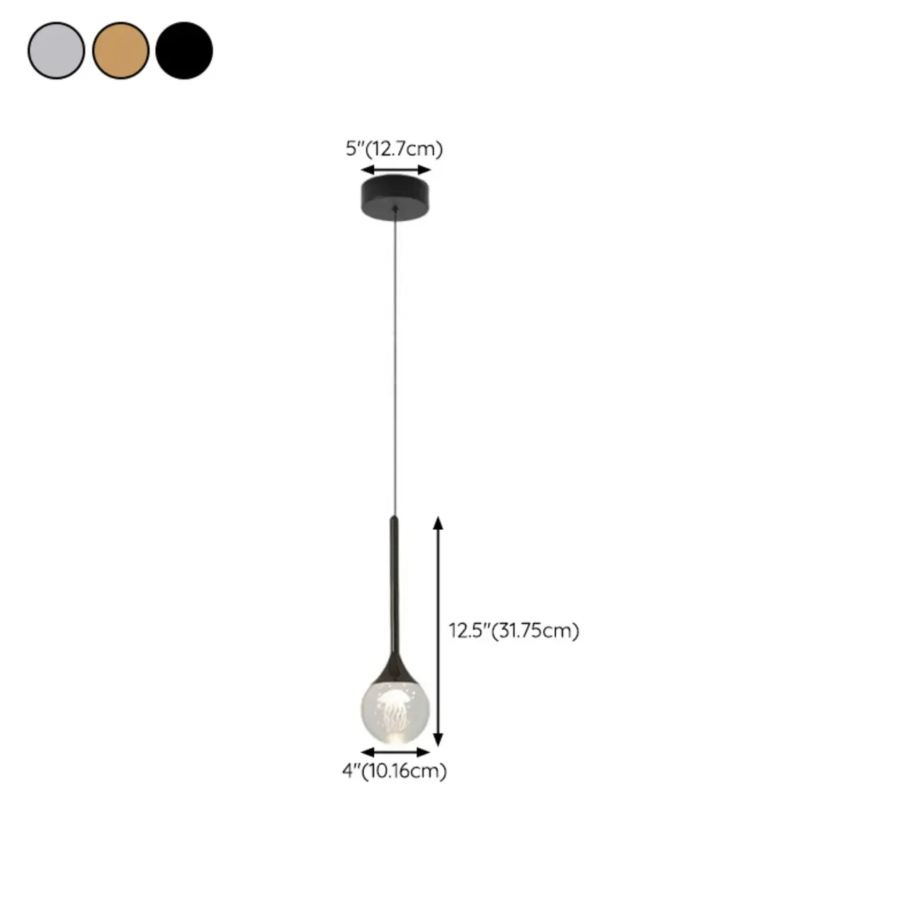 Suspension minimaliste en métal et cristal transparent