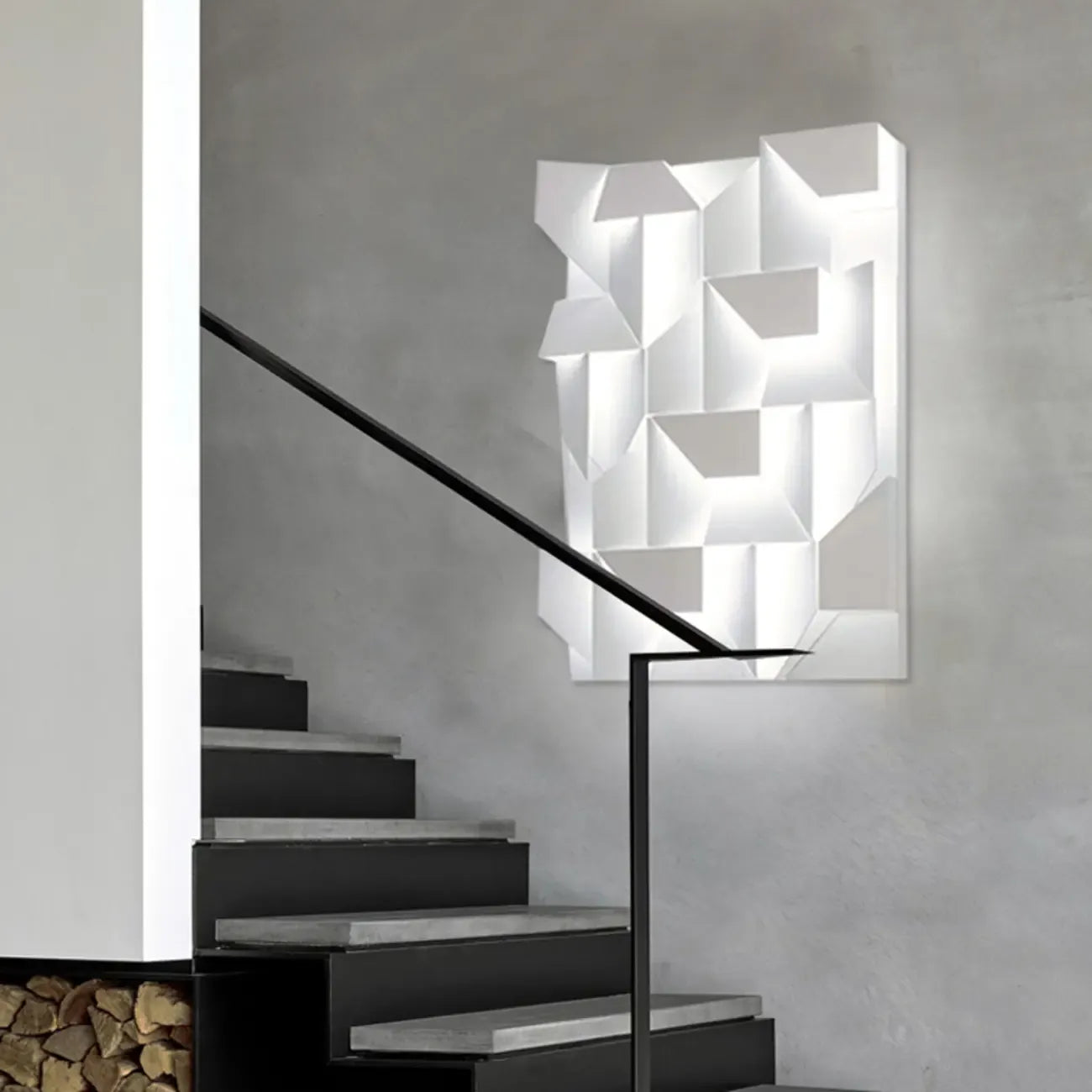 Applique murale LED géométrique en métal blanc Art Decor avec télécommande