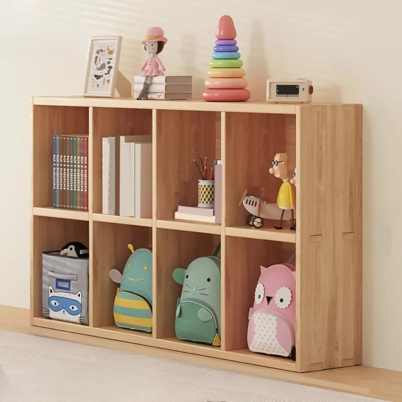 Étagères minimalistes horizontales en bois, style cube de rangement