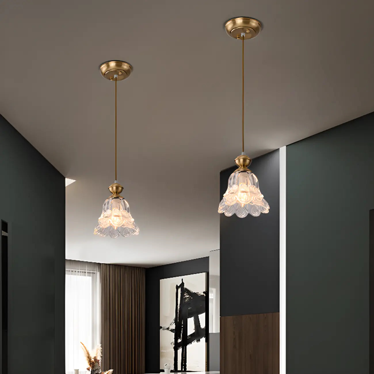 Suspension d'intérieur en verre transparent avec hauteur réglable