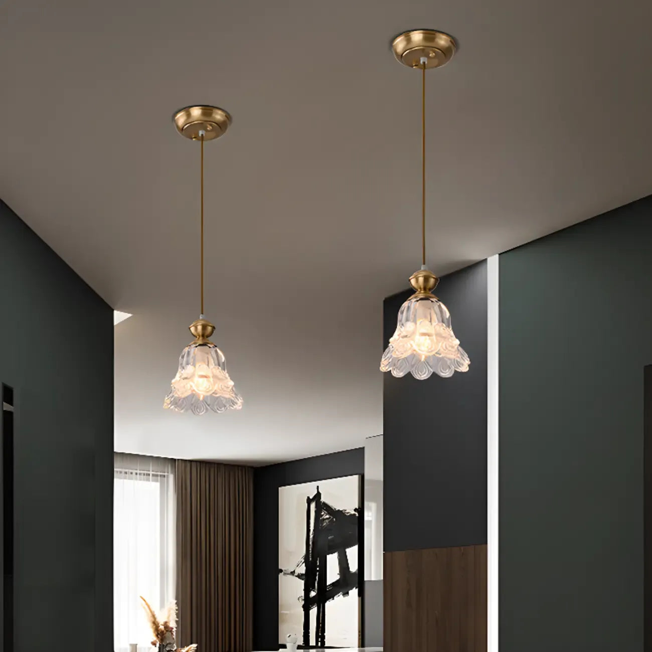 Suspension d'intérieur en verre transparent avec hauteur réglable
