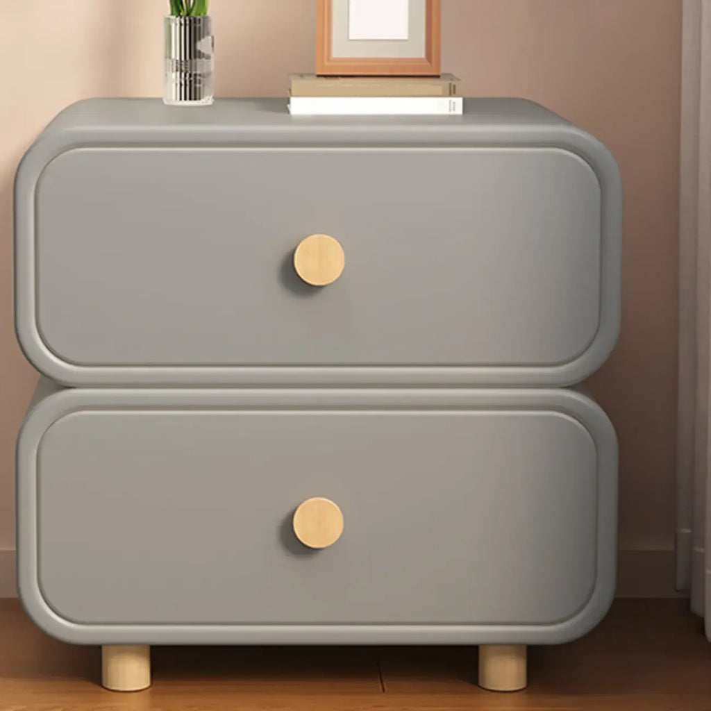 Table de chevet en bois blanc cassé à deux tiroirs pour chambre à coucher