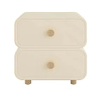 Table de chevet en bois blanc cassé à deux tiroirs pour chambre à coucher